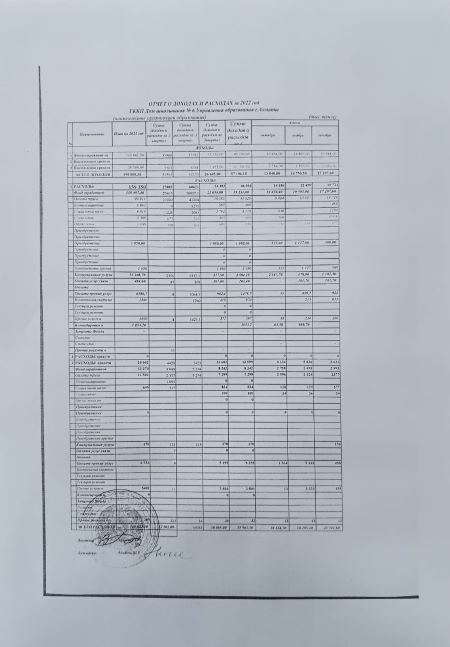 Отчет  о доходах  и расходах  за 2022 год